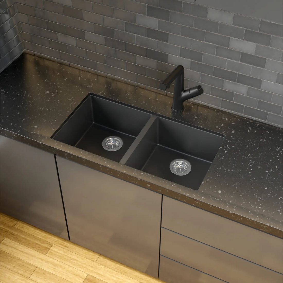 Carysil ALPHA03 Modern Single-Handle Kitchen Sink Faucet, Matte Black