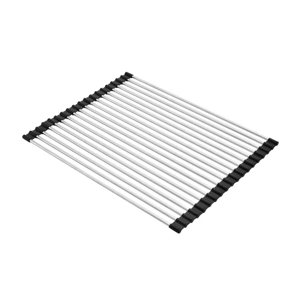 Carysil Fold Mat Roll Up Dish Drying Rack for Kitchen Sink, Multipurpose Stainless Steel Drainer, Heat Resistant, Anti-Slip, Anti-Rust, Space-Saving Drying Foldable Mat, 37.8×2.6×1.4 cm