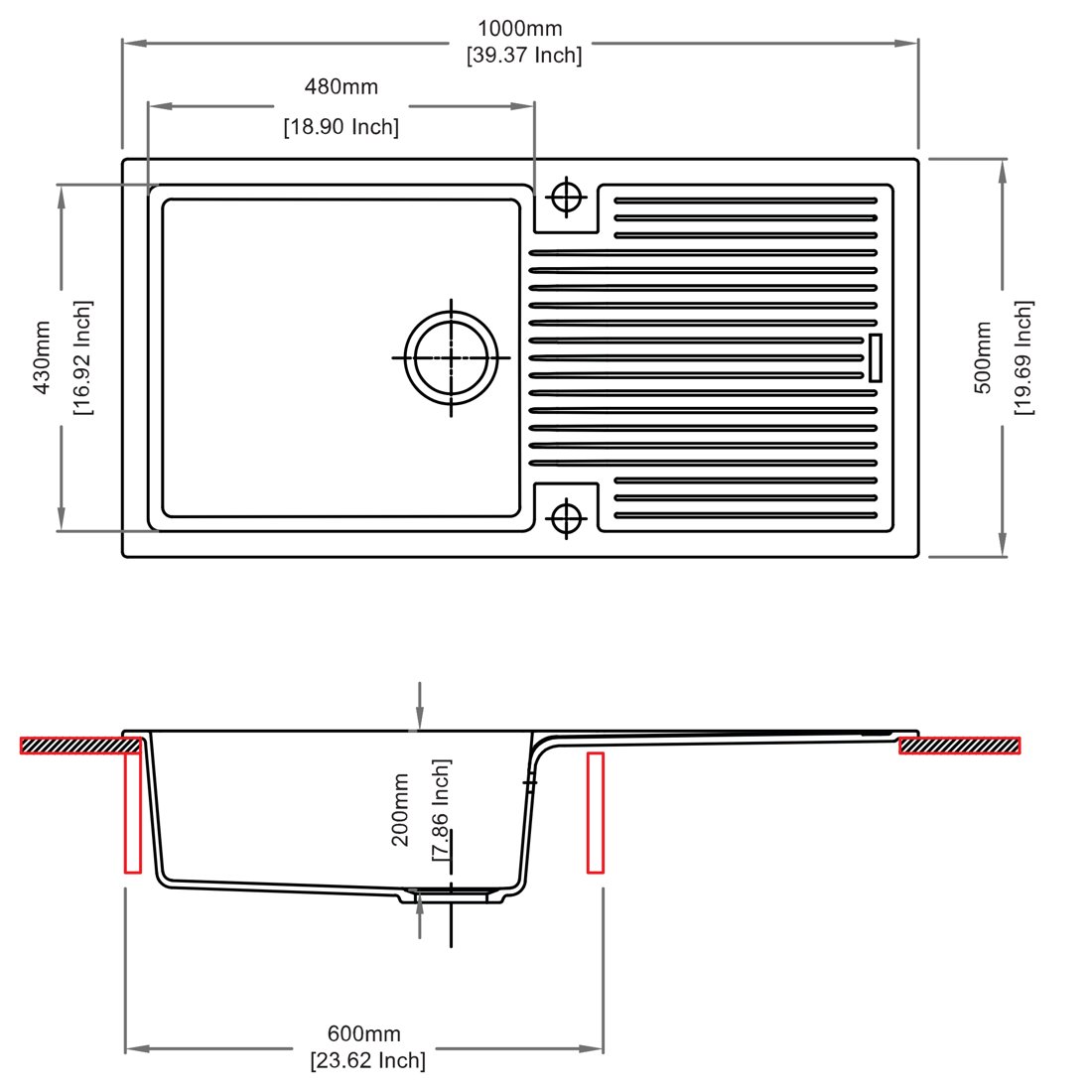 Rimo D100 L dimensions