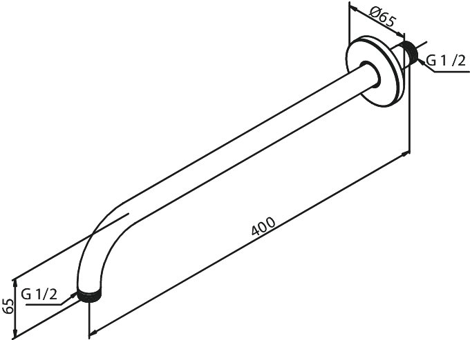 Arm Long - Wall Mounted chrome