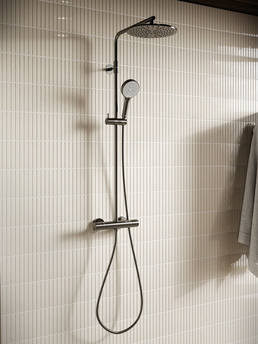 Basin mixer with high spout graphite grey