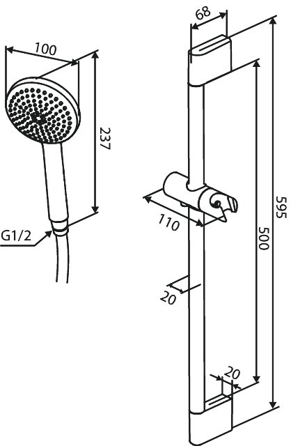 Fixed shower set chrome