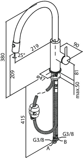 Kitchen mixer with pull-out spray chrome