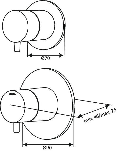 Outer parts bundle - Thermostat + 2 way diverter chrome