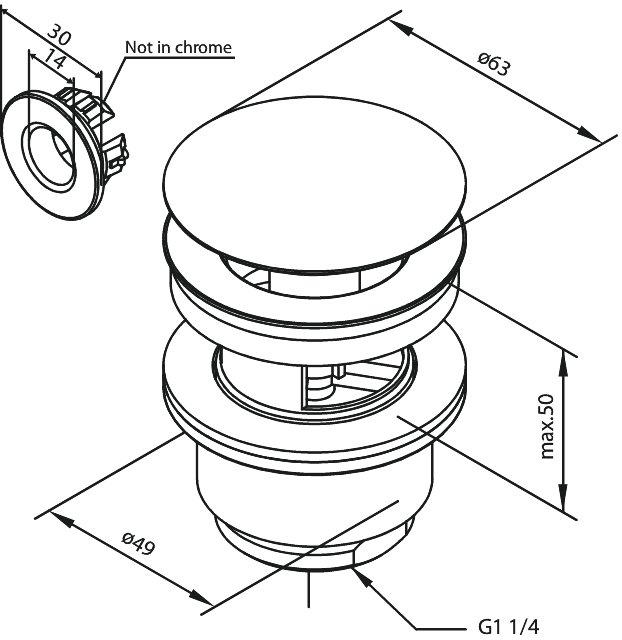 Pop Up Waste with click-function steel