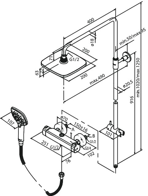Shower System steel