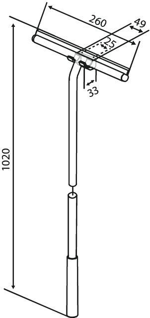 Shower wiper with bracket and long handle (1020 mm) brushed brass