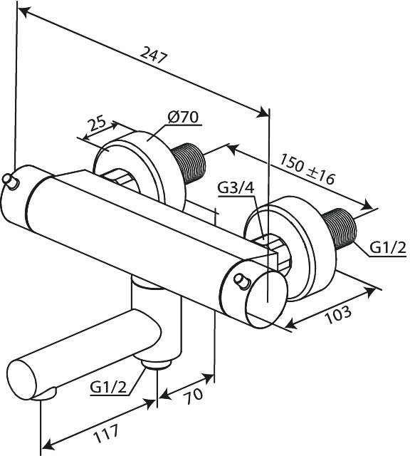 Thermostatic shower mixer with swivel spout steel
