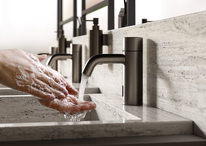 Touchless basin tap graphite grey