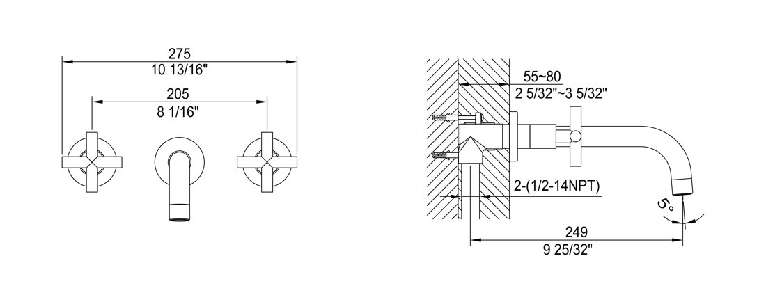 AB03 1035BN Wall mount faucet