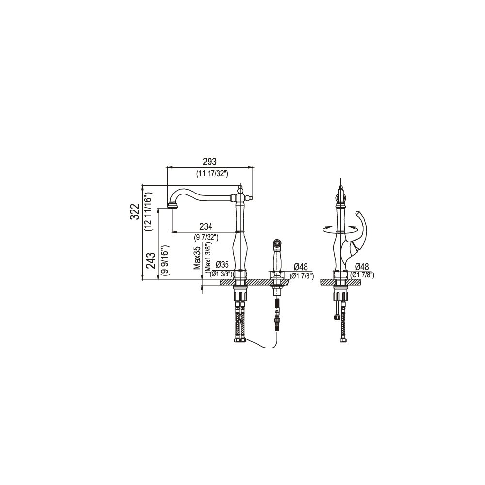 AB08 3155BN Kitchen Faucet with Side Spray