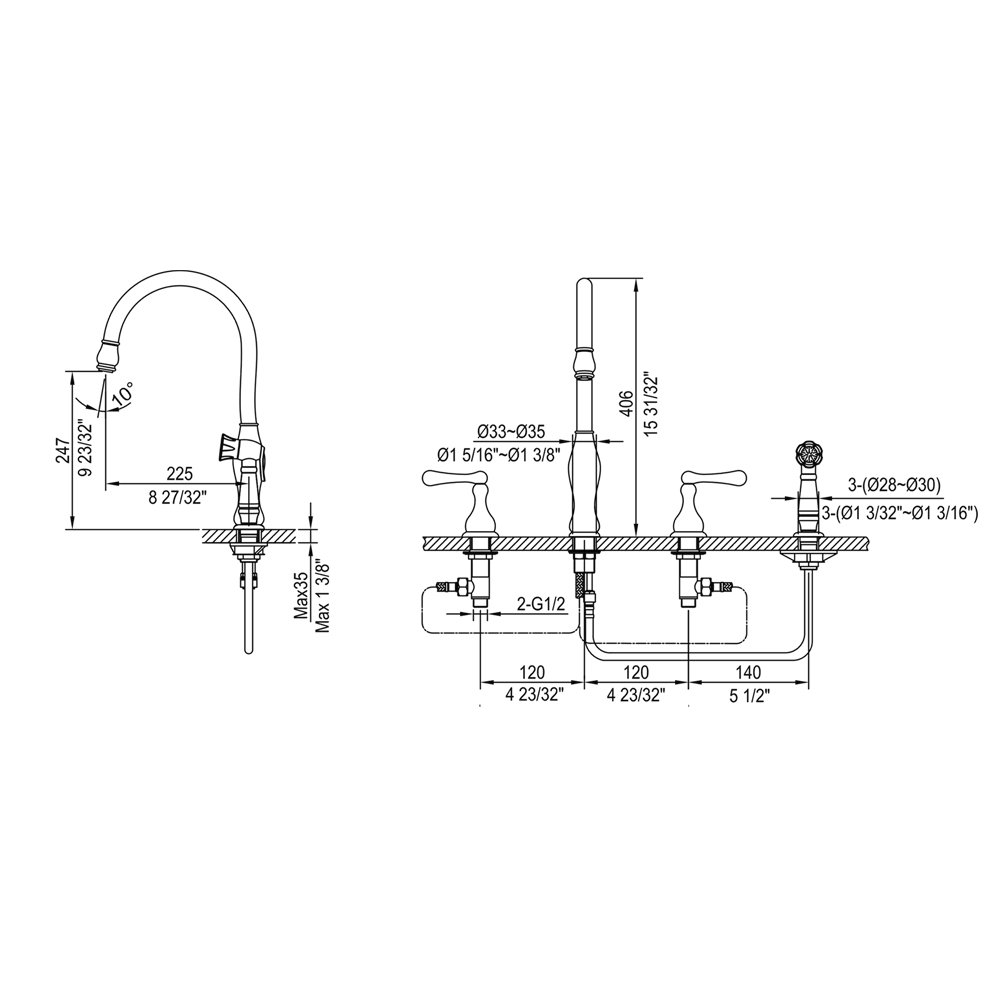 AB08 3156C Kitchen Faucet with Side Spray