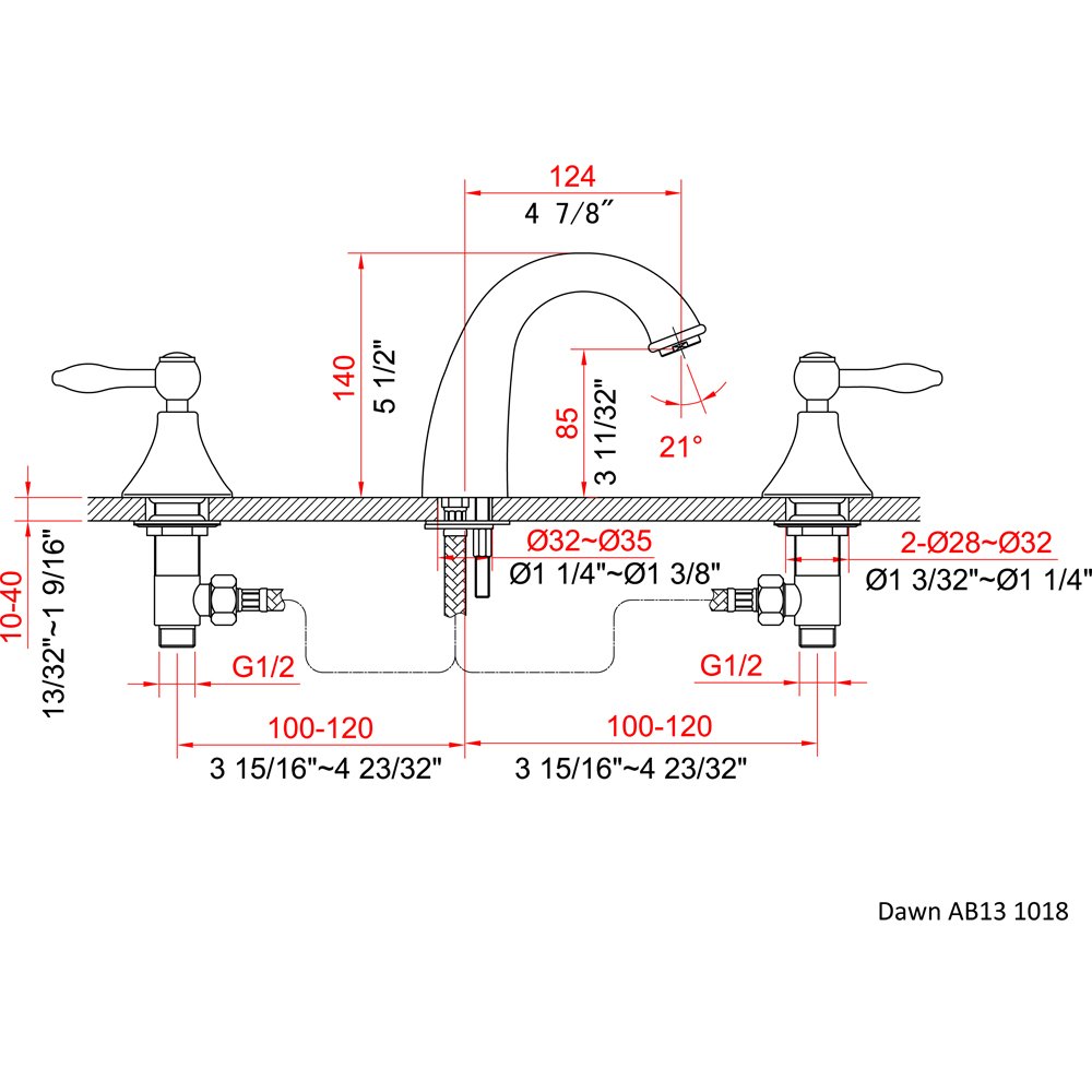 AB13 1018BN Widespread Lavatory Faucet