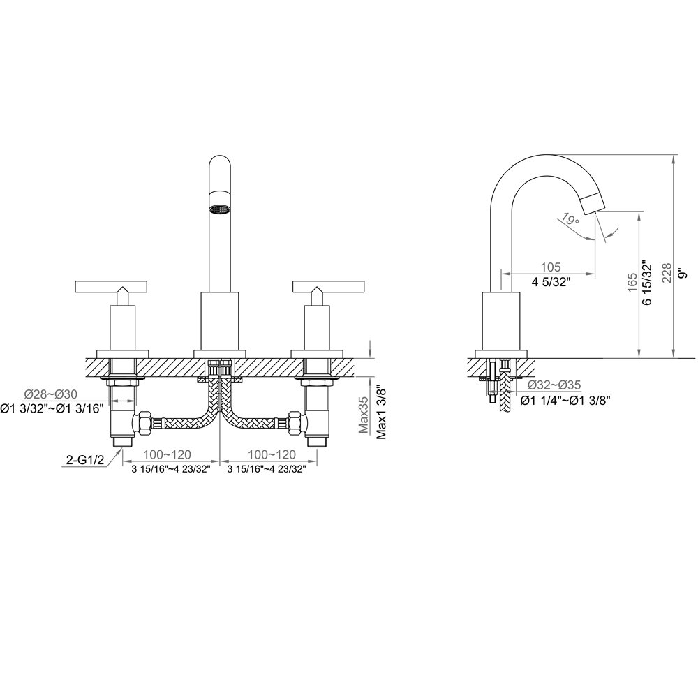 AB16 1513C Widespread Lavatory Faucet