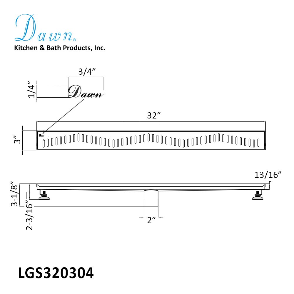 Shower Drain Ganges River Series 32" LGS320304