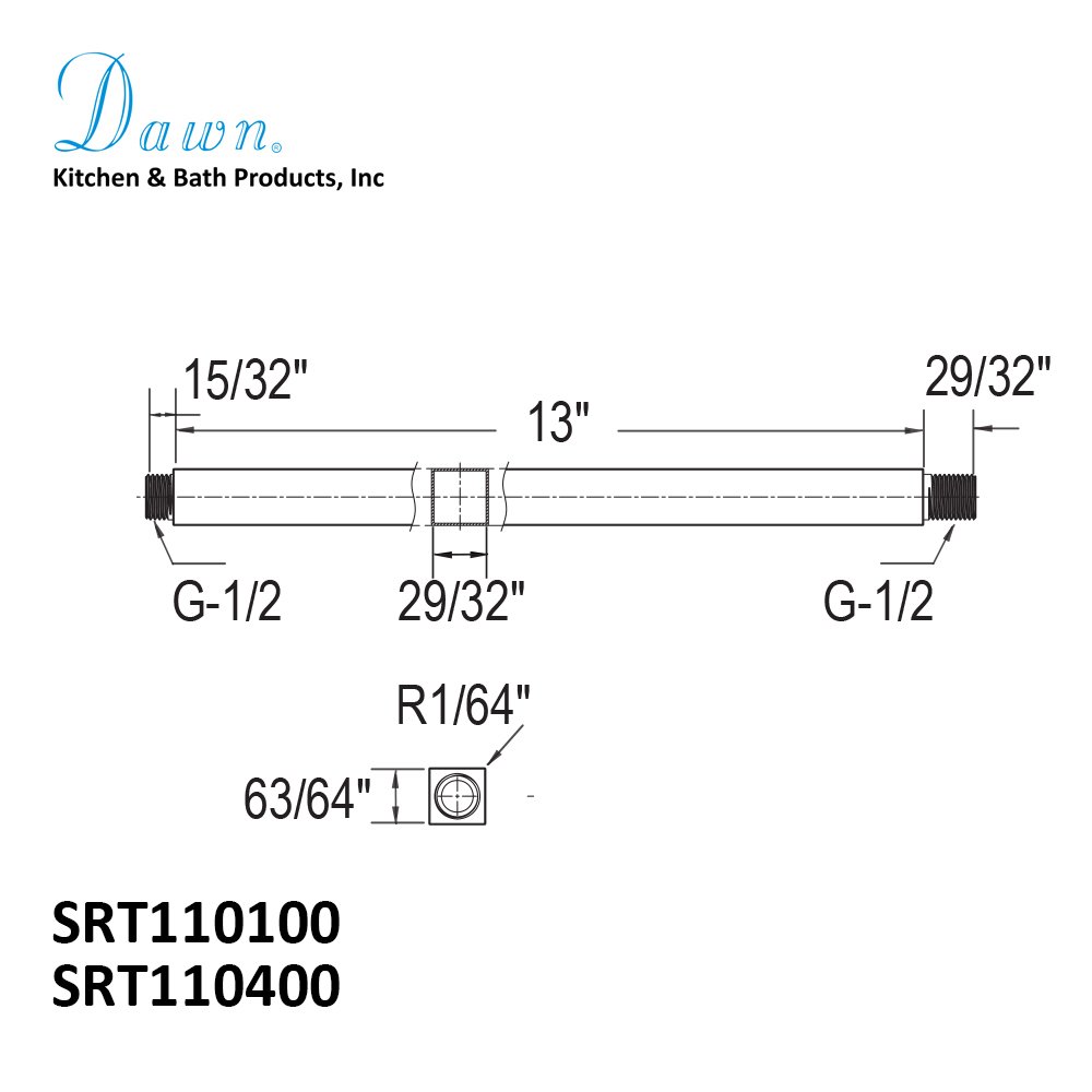 SRT110100 Shower Arm, 13"