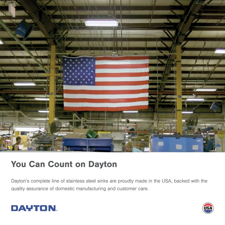 Dayton® Stainless Steel 26-1/2" x 18-1/2" x 8" Single Bowl Undermount Sink