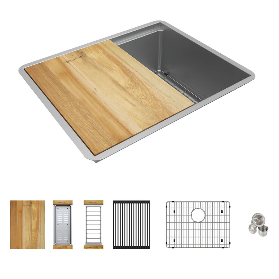 Crosstown® 18 Gauge Workstation Stainless Steel 22-1/2" x 18-1/2" x 8-3/4" Single Bowl Undermount Sink Kit