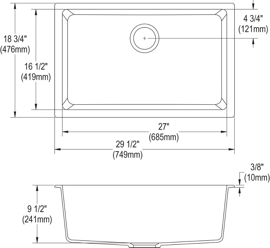 Quartz Classic® 29-1/2" x 18-3/4" x 9-1/2", Single Bowl Undermount Sink Kit