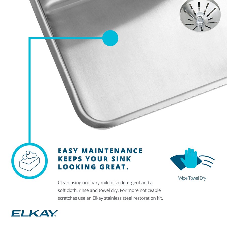 Lustertone® Classic Stainless Steel 25-1/2" x 19-1/4" x 12" Single Bowl Undermount Sink with Left Drain