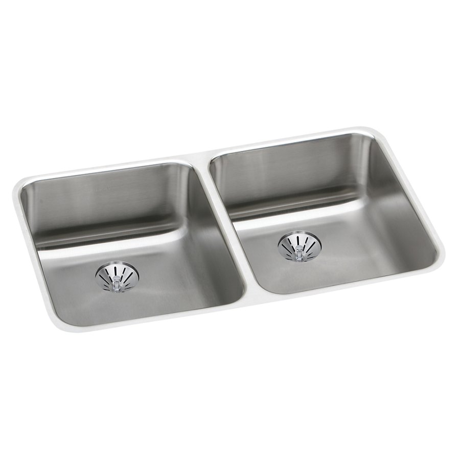 Lustertone® Classic Stainless Steel, 30-3/4" x 18-1/2" x 7-7/8" Double Bowl Undermount Sink w/ Perfect Drain®