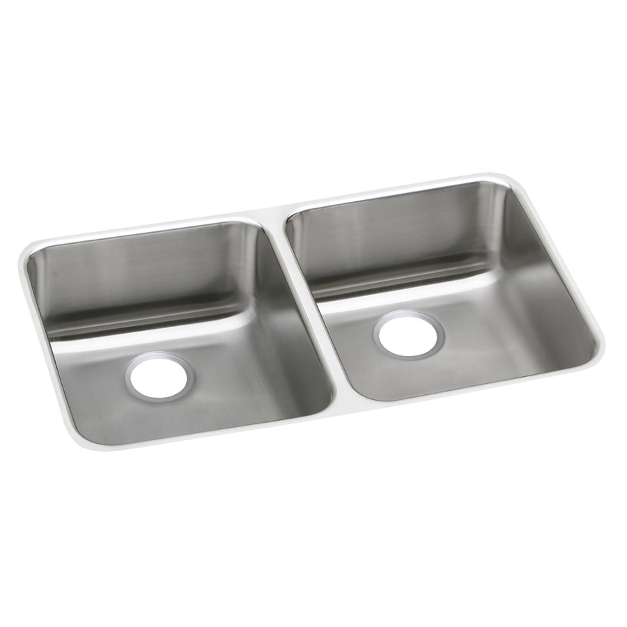 Lustertone® Classic Stainless Steel 31-3/4" x 16-1/2" x 4-7/8" Equal Double Bowl Undermount ADA Sink