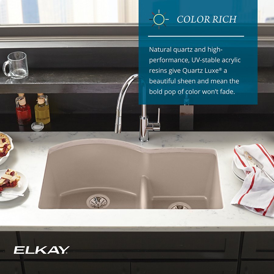 Quartz Luxe® 33" x 19" x 9" Single Bowl Undermount Workstation Sink Kit with Perfect Drain
