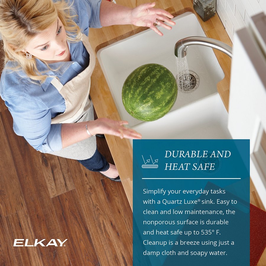 Quartz Luxe® 33" x 20-1/2" x 9-1/2" Offset Double Bowl Undermount Sink