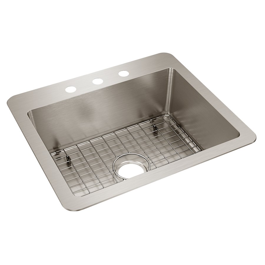 Avenue™ Stainless Steel 25" x 22" x 9" 3-Hole Single Bowl Dual Mount