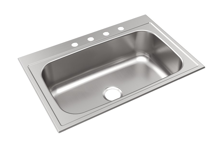 Parkway™ 33" x 22" x 9" Stainless Steel 4-Hole Single Bowl Drop-in Sink