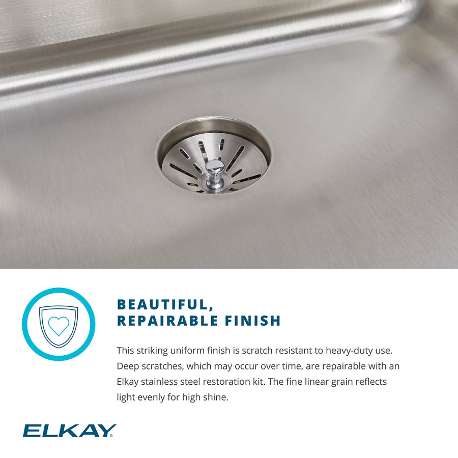 Lustertone® Classic Stainless Steel 17" x 20" x 4" Single Bowl Drop-in ADA Sink
