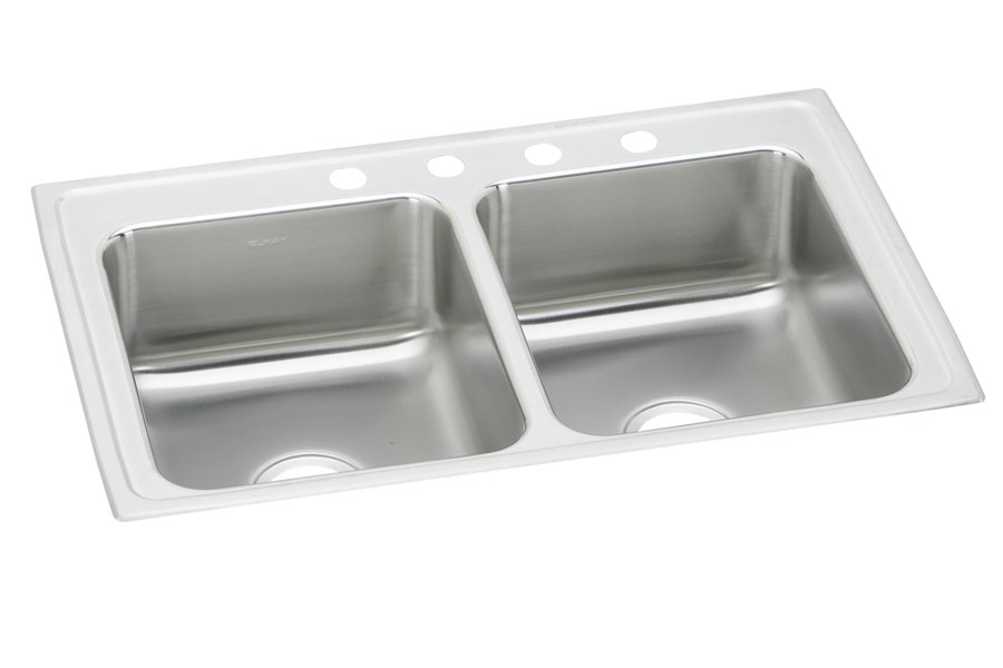 Lustertone® Classic Stainless Steel 29" x 18" x 4" Equal Double Bowl Drop-in ADA Sink