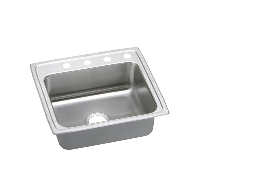 Lustertone® Classic Stainless Steel 22" x 19-1/2" x 5-1/2" 5-Hole Single Bowl Drop-in ADA Sink w/Quick-clip